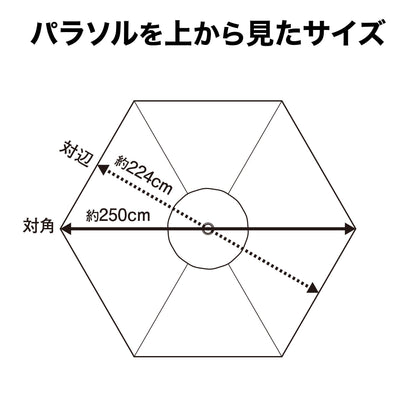 ハンギングパラソル 2.5m_上から見たサイズ