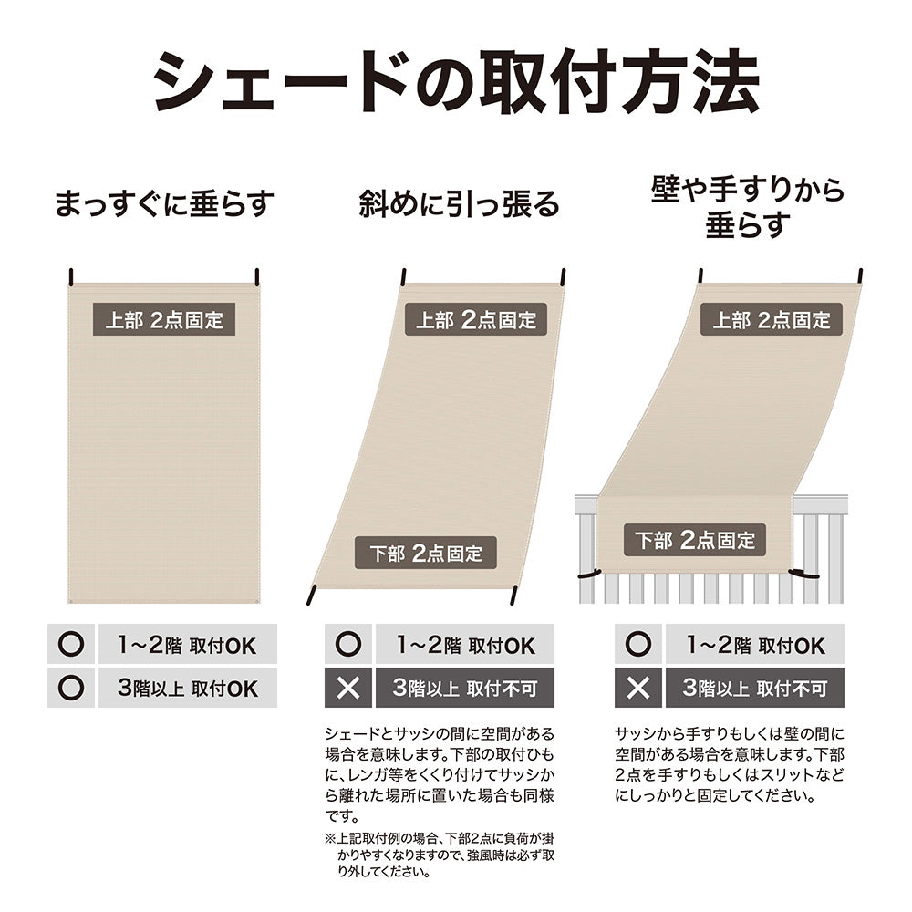 クールシェード エアー 0.9×2m_シェードの取付方法