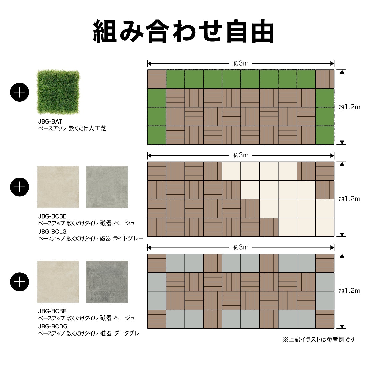 ベースアップ 敷くだけデッキ 人工木 ウォールナット 1枚_組み合わせ自由